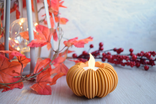Herbstlicher Kürbis LED-Teelichthalter
